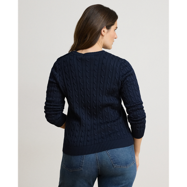 Button-Trim Cable-Knit Sweater