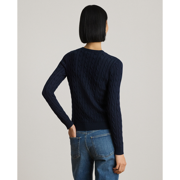 Button-Trim Cable-Knit Sweater