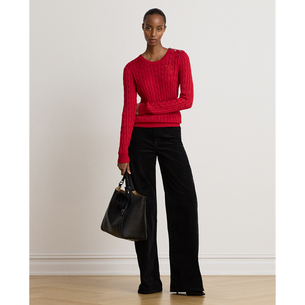 Kabeltrui met knopen Lauren Petite in Ralph red 4