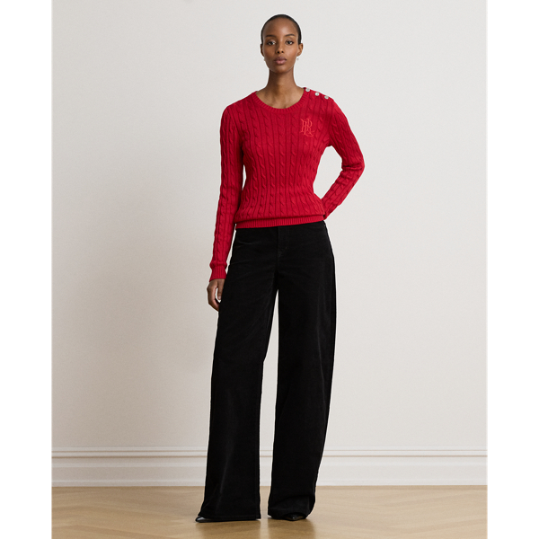 Kabeltrui met knopen Lauren Petite in Ralph red 7