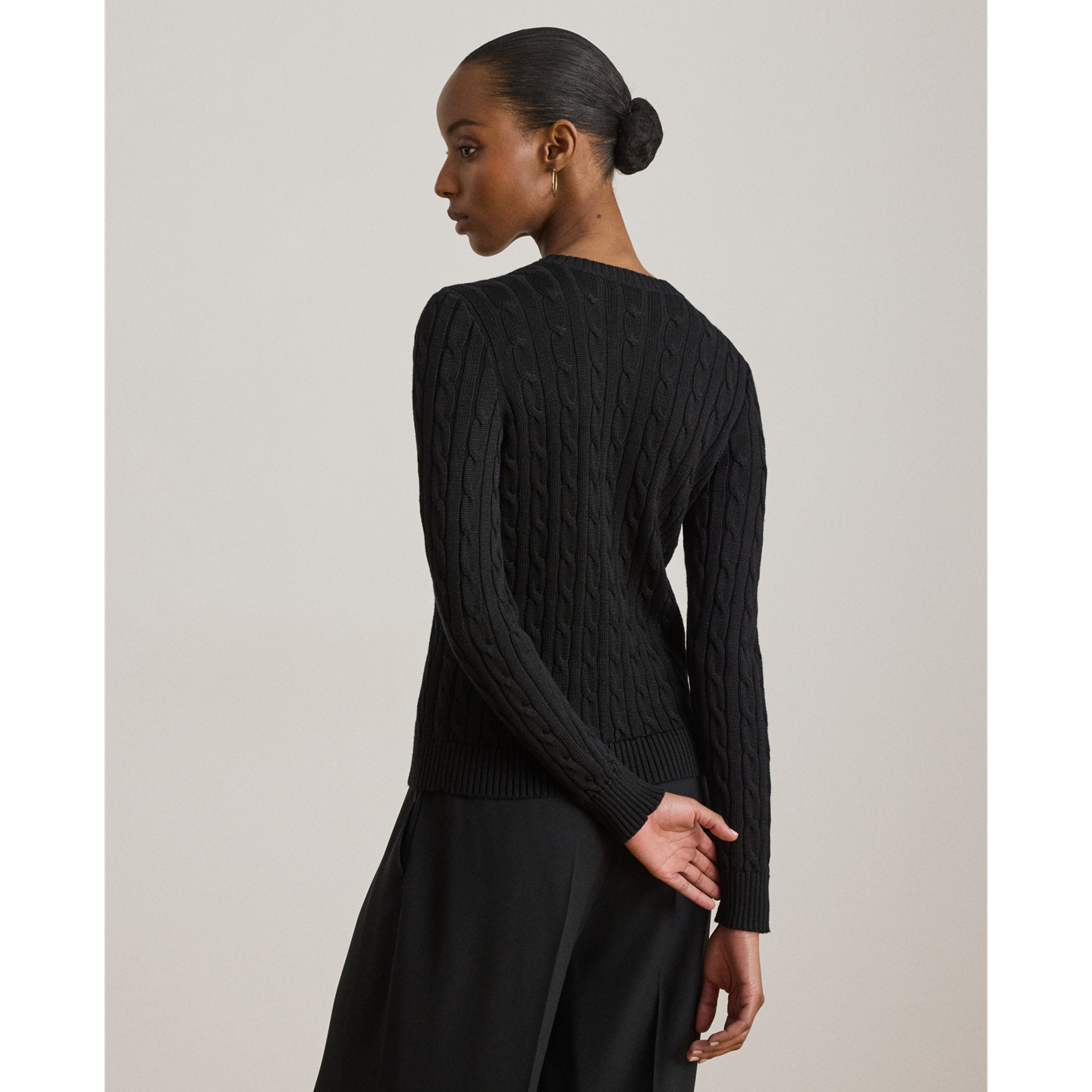 Женский кардиган Ralph Lauren Cable-Knit Cotton-Blend, цвет: Чёрный — фото 2