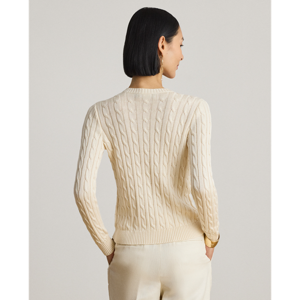 Lauren Petite ケーブルニット コットンブレンド カーディガン Mascarpone Cream 5