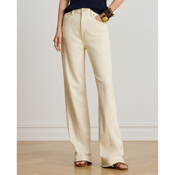 Cream Wash High-Rise Straight Jean Lauren Petite 4