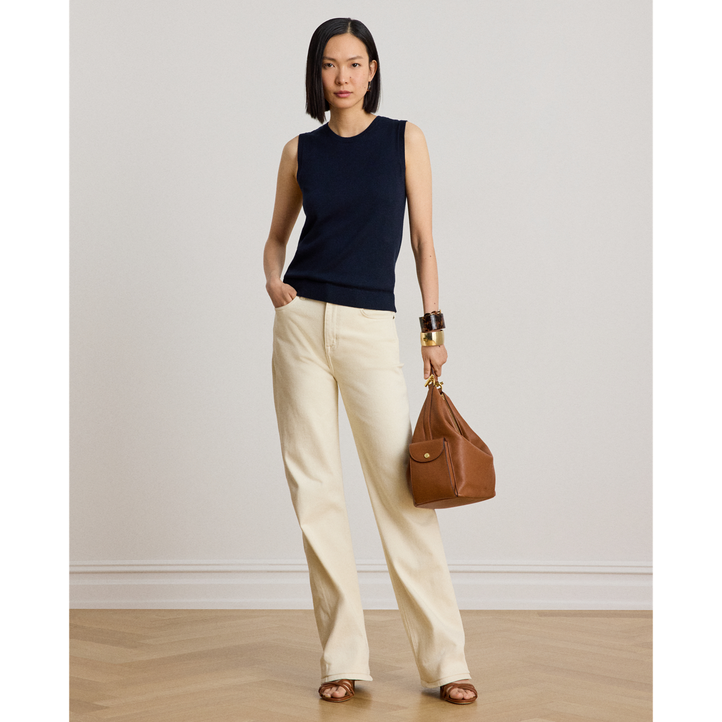 Женские джинсы Ralph Lauren High-Rise Straight, цвет: Кремовый варёный — фото 5