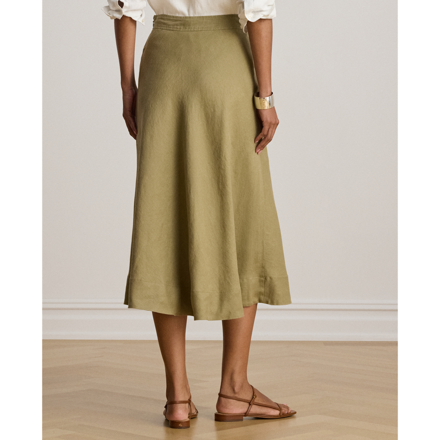 Женская юбка Ralph Lauren Linen A-Line Midi, цвет: Light Agave — фото 2