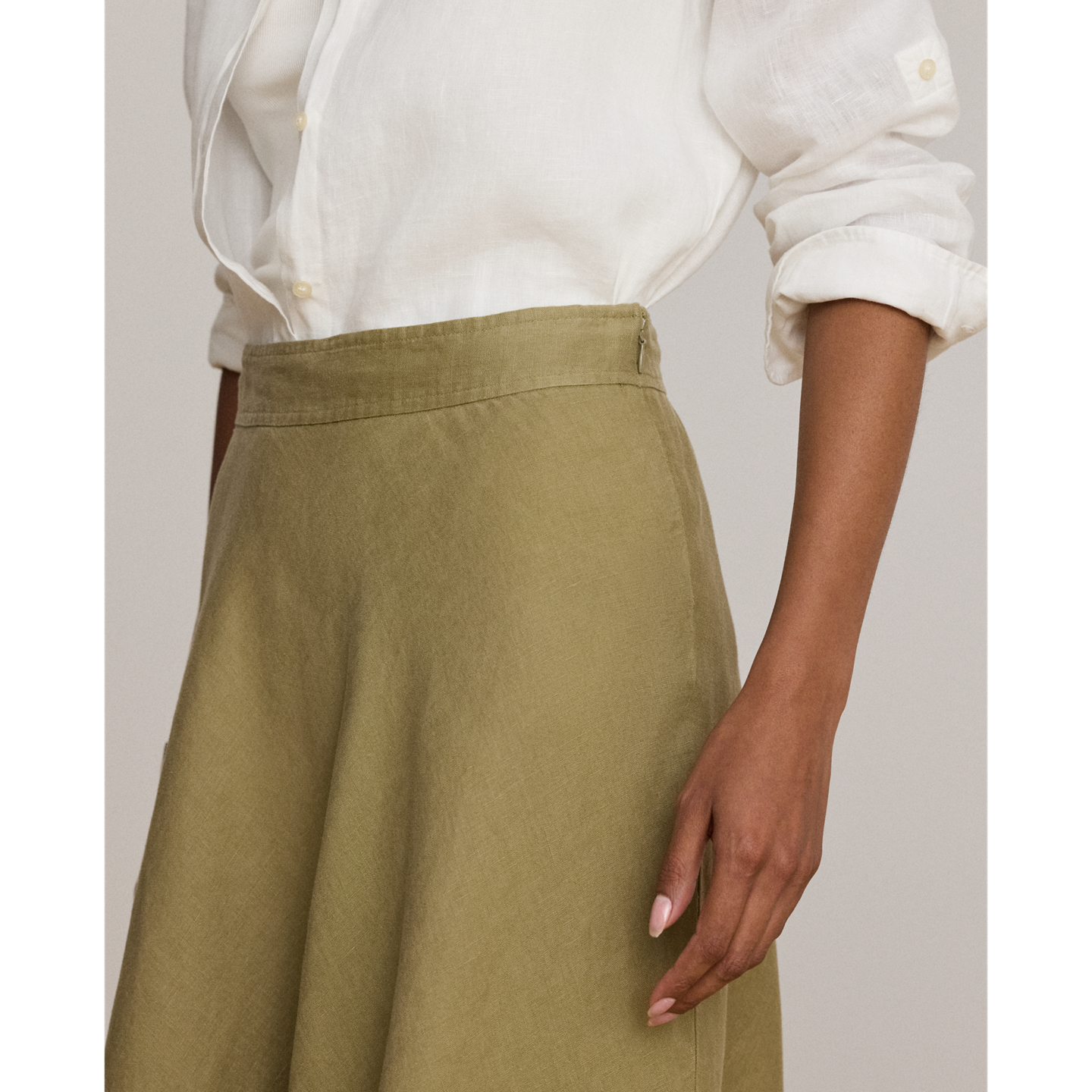 Женская юбка Ralph Lauren Linen A-Line Midi, цвет: Light Agave — фото 3