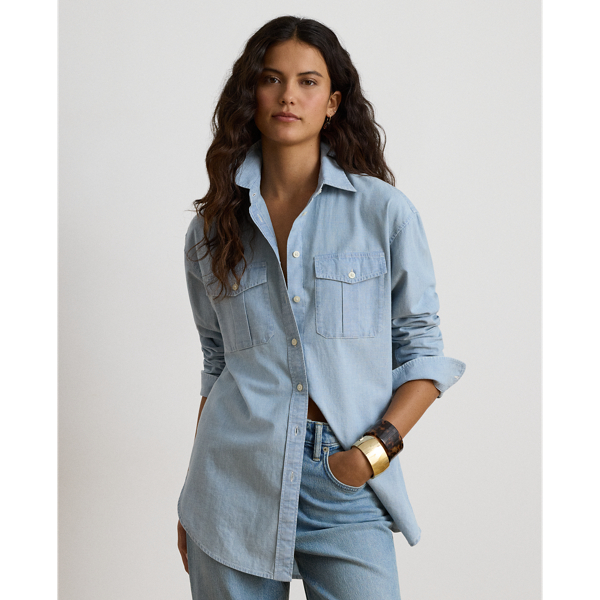 Relaxed Fit Cotton Chambray Shirt