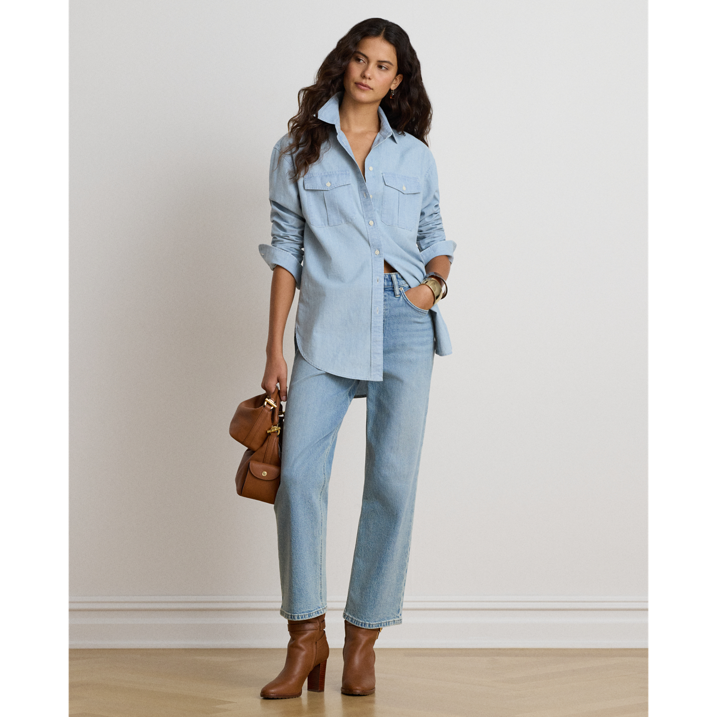 Женская рубашка Ralph Lauren Relaxed Fit Cotton Chambray, цвет: Шамбре варёный — фото 1