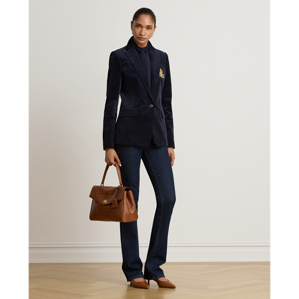 Lauren Navy Bullion Stretch-Cotton Corduroy Blazer Lauren Petite 4