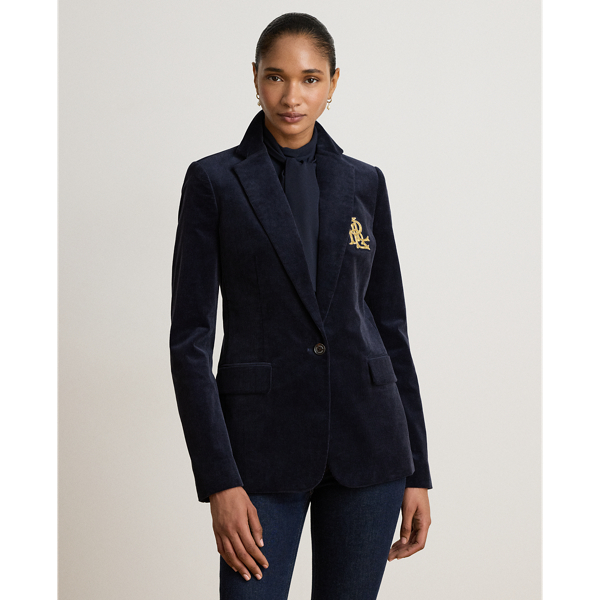 Lauren Navy Bullion Stretch-Cotton Corduroy Blazer Lauren Petite 1