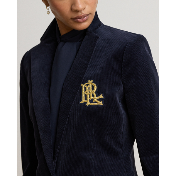 Lauren Navy Bullion Stretch-Cotton Corduroy Blazer Lauren Petite 6