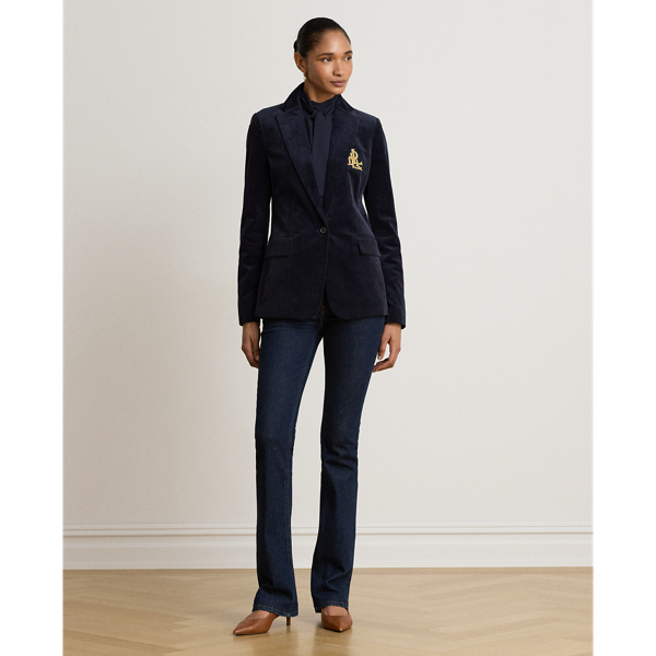 Lauren Navy Bullion Stretch-Cotton Corduroy Blazer Lauren Petite 8