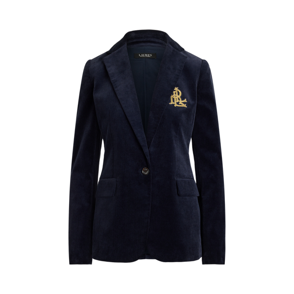 Lauren Navy Bullion Stretch-Cotton Corduroy Blazer Lauren Petite 2