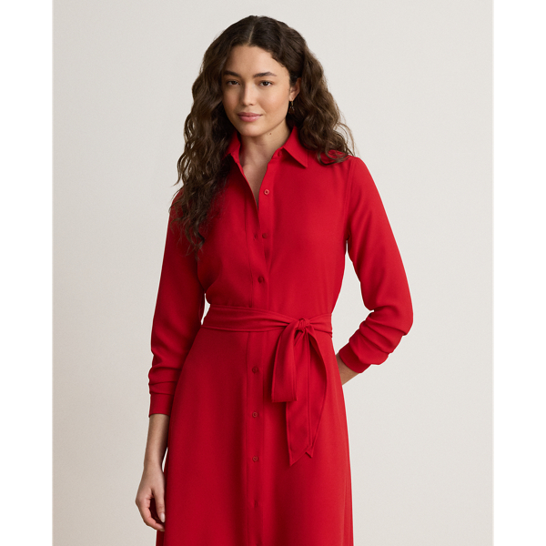 Double-Faced Georgette Belted Shirtdress