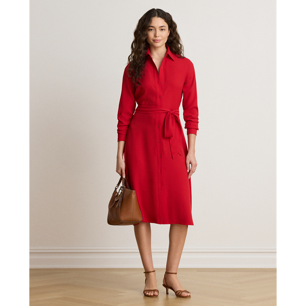 Double-Faced Georgette Belted Shirtdress