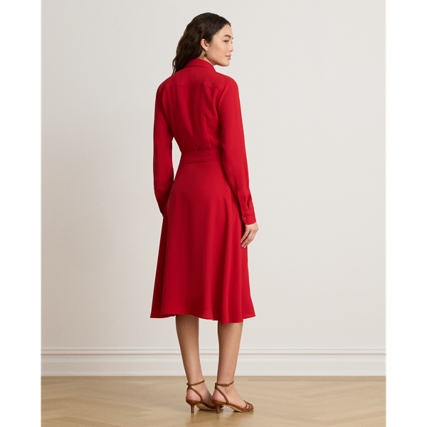 Double-Faced Georgette Belted Shirtdress
