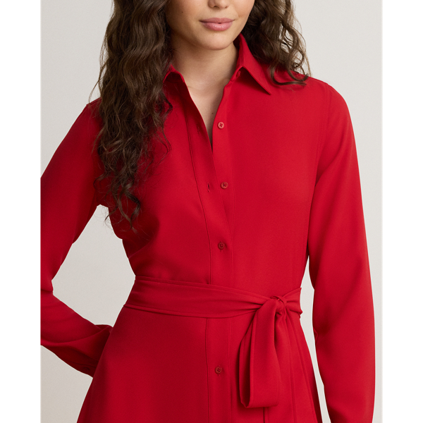Double-Faced Georgette Belted Shirtdress