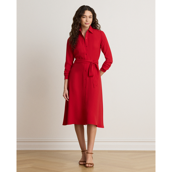 Double-Faced Georgette Belted Shirtdress