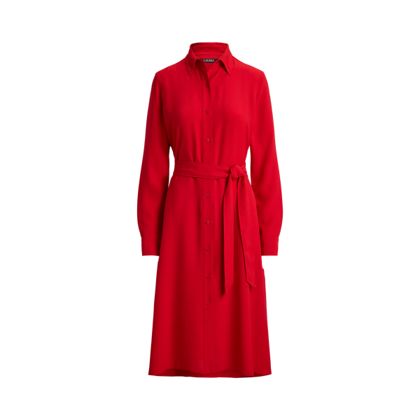 Double-Faced Georgette Belted Shirtdress