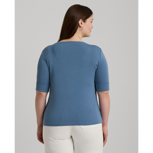 ラルフ・ローレン Lauren Ralph Lauren ストレッチ Cotton Boatneck Tee レディース シャツ トップス Pale Lauren Ralph Lauren Stretch Cotton Blend Boat Neck Short