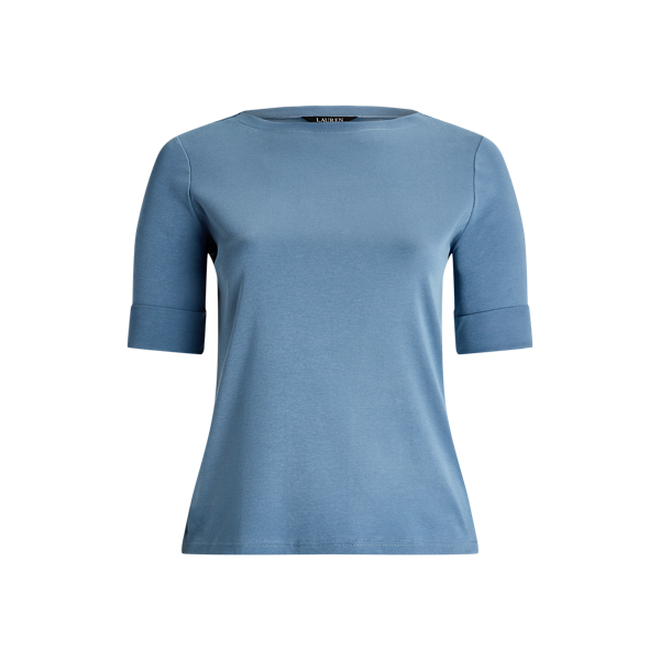 ラルフ・ローレン Lauren Ralph Lauren ストレッチ Cotton Boatneck Tee レディース シャツ トップス New S s7-AI200654963187_alternate10?