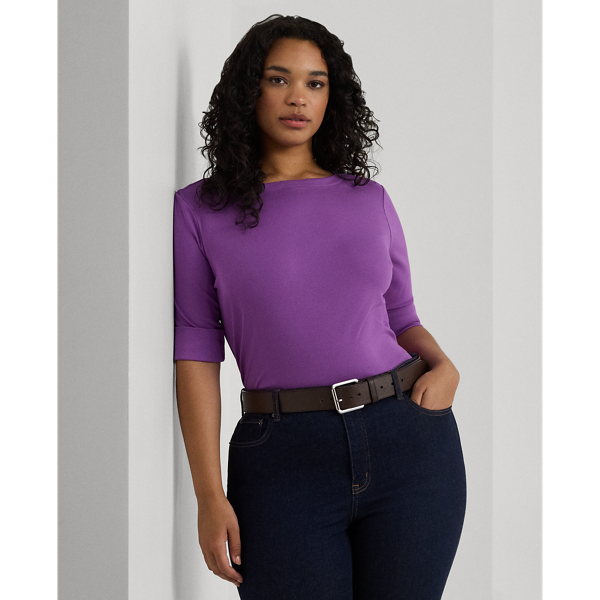 Stretch Cotton Boatneck Top