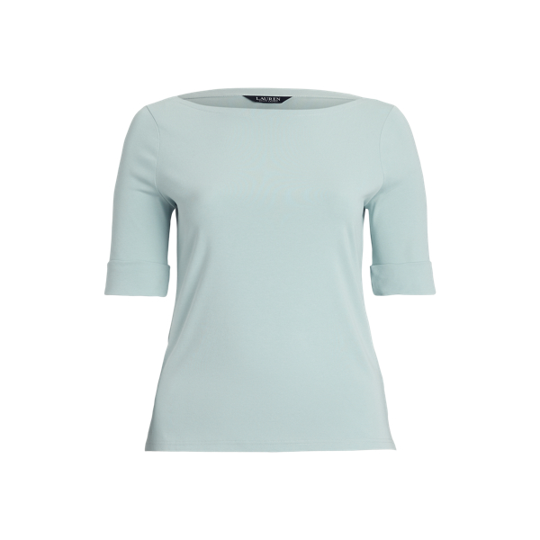 Stretch Cotton Boatneck T-Shirt Lauren Woman 1
