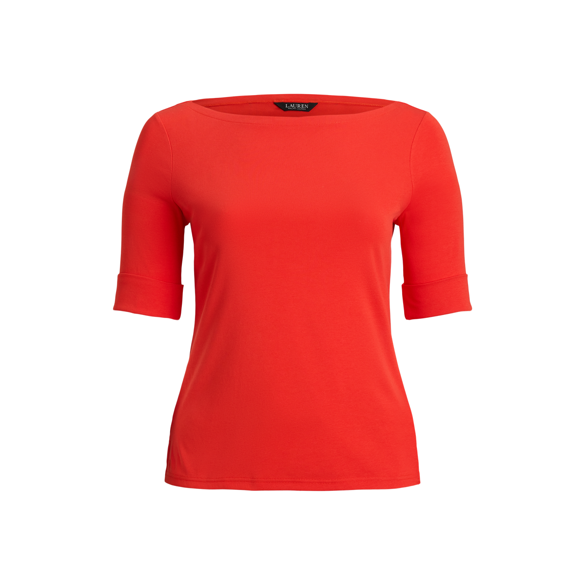売れ筋商品|||ラルフローレン カットソー トップス レディース Plus Size Stretch Cotton Boatneck Top Bright Vermilion Stretch Cotton Boatneck Top