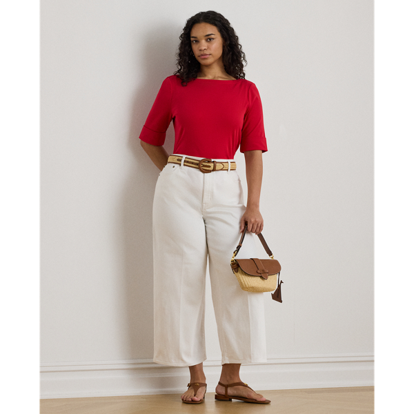 Cruise Red Stretch Cotton Boatneck T-Shirt Lauren Woman 4