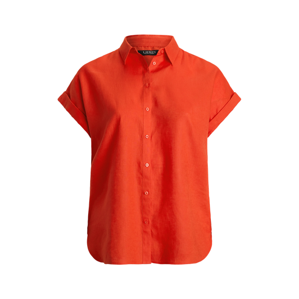 Relaxed Fit Linen Short-Sleeve Shirt Lauren Woman 1