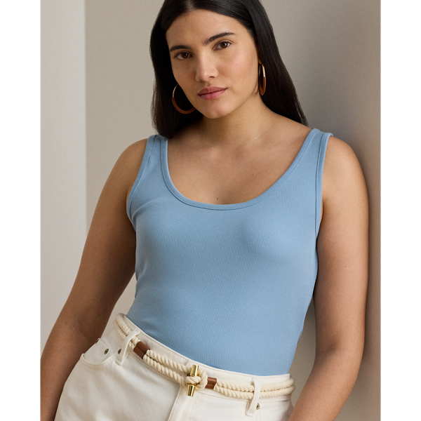 Tanktop aus Stretchbaumwolle Lauren Woman in Blue Note 6