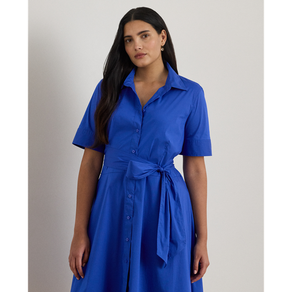Belted Cotton-Blend Shirtdress