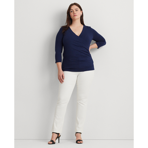Refined Navy Surplice Jersey Top Lauren Woman 4