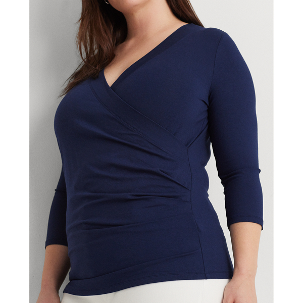 Refined Navy Surplice Jersey Top Lauren Woman 6