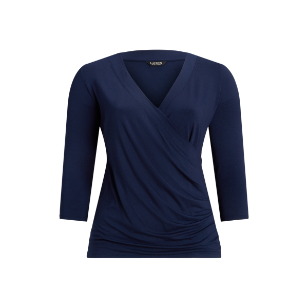 Refined Navy Surplice Jersey Top Lauren Woman 2