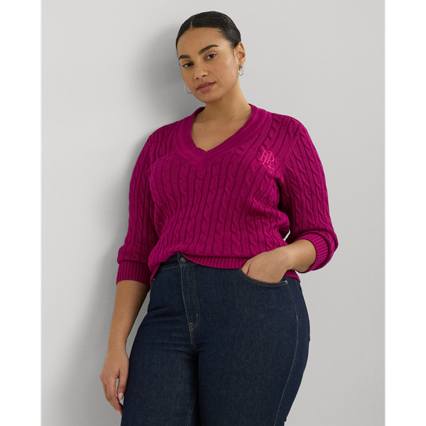 Fuchsia Berry Cable-Knit Cricket Sweater Lauren Woman 1