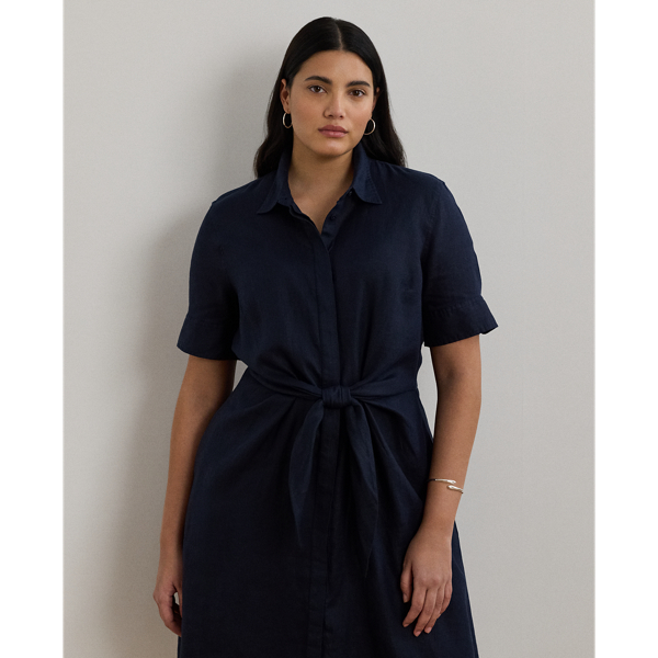 Tie-Front Linen Shirtdress