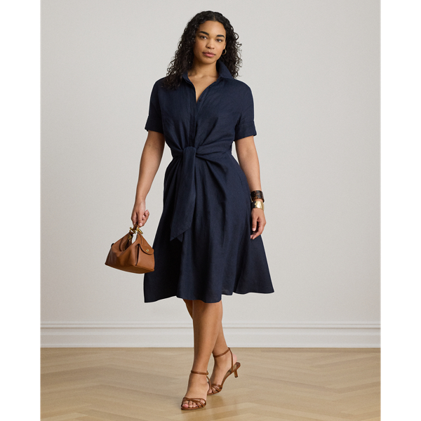 Lauren Navy Tie-Front Linen Shirtdress Lauren Woman 7