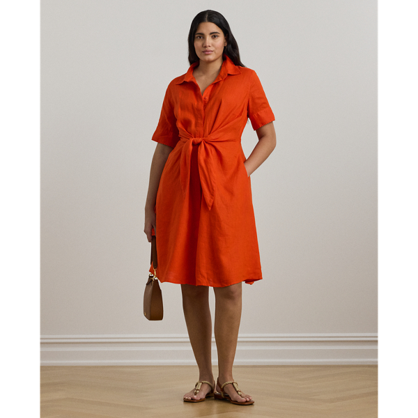 Tie-Front Linen Shirtdress