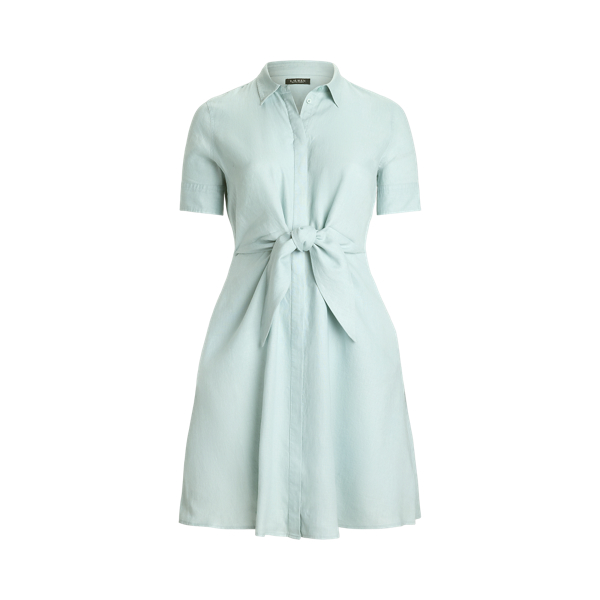 Tie-Front Linen Shirtdress Lauren Woman 1