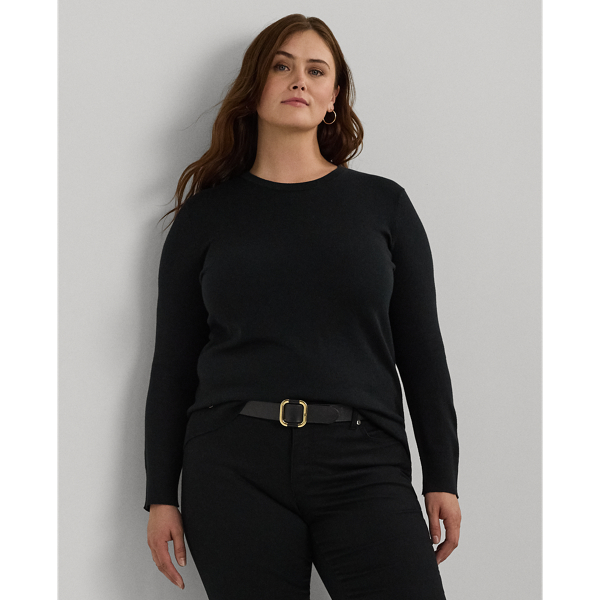 Black Cotton-Blend Sweater Lauren Woman 1