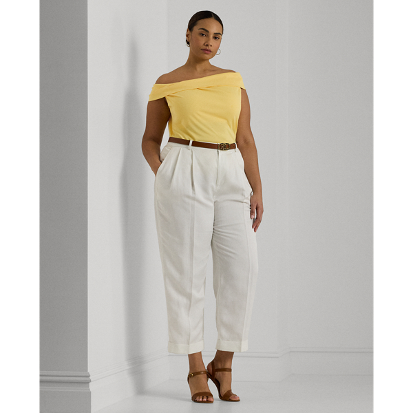 Schulterfreies Stretchjersey-Oberteil Lauren Woman in Primelgelb 4