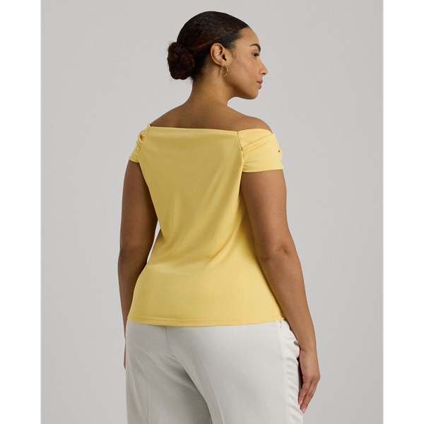 Schulterfreies Stretchjersey-Oberteil Lauren Woman in Primelgelb 5