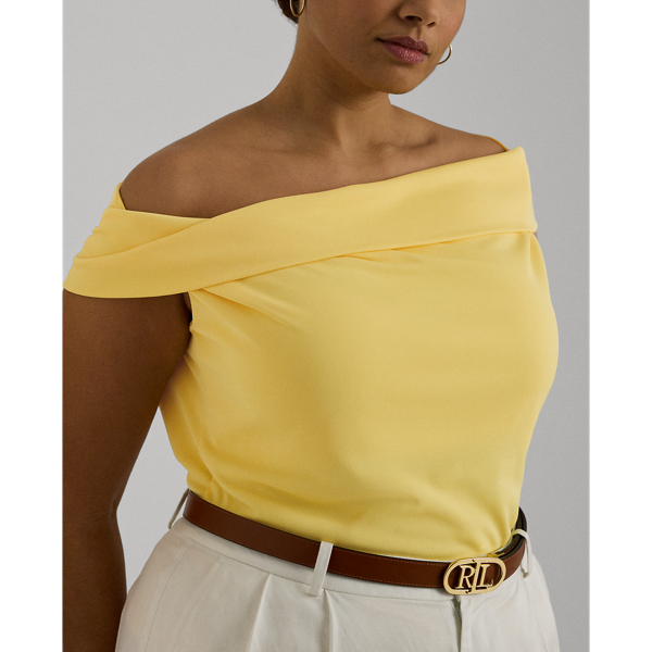 Schulterfreies Stretchjersey-Oberteil Lauren Woman in Primelgelb 6