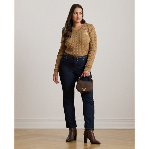 Button-Trim Cable-Knit Cotton Sweater