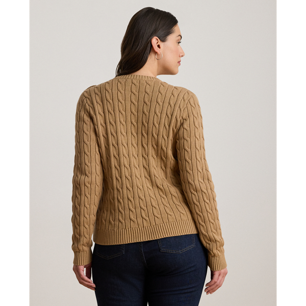 Button-Trim Cable-Knit Cotton Sweater