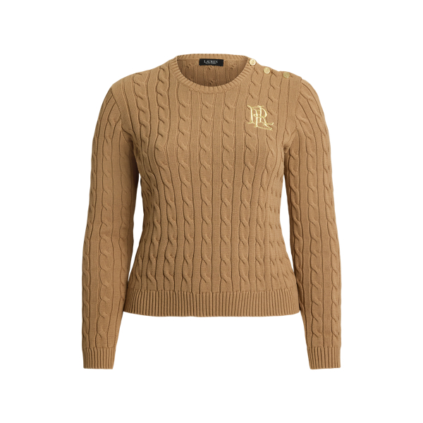 Button-Trim Cable-Knit Cotton Sweater