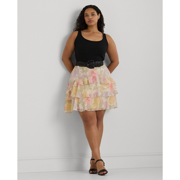 Floral Crinkle Georgette Tiered Skirt