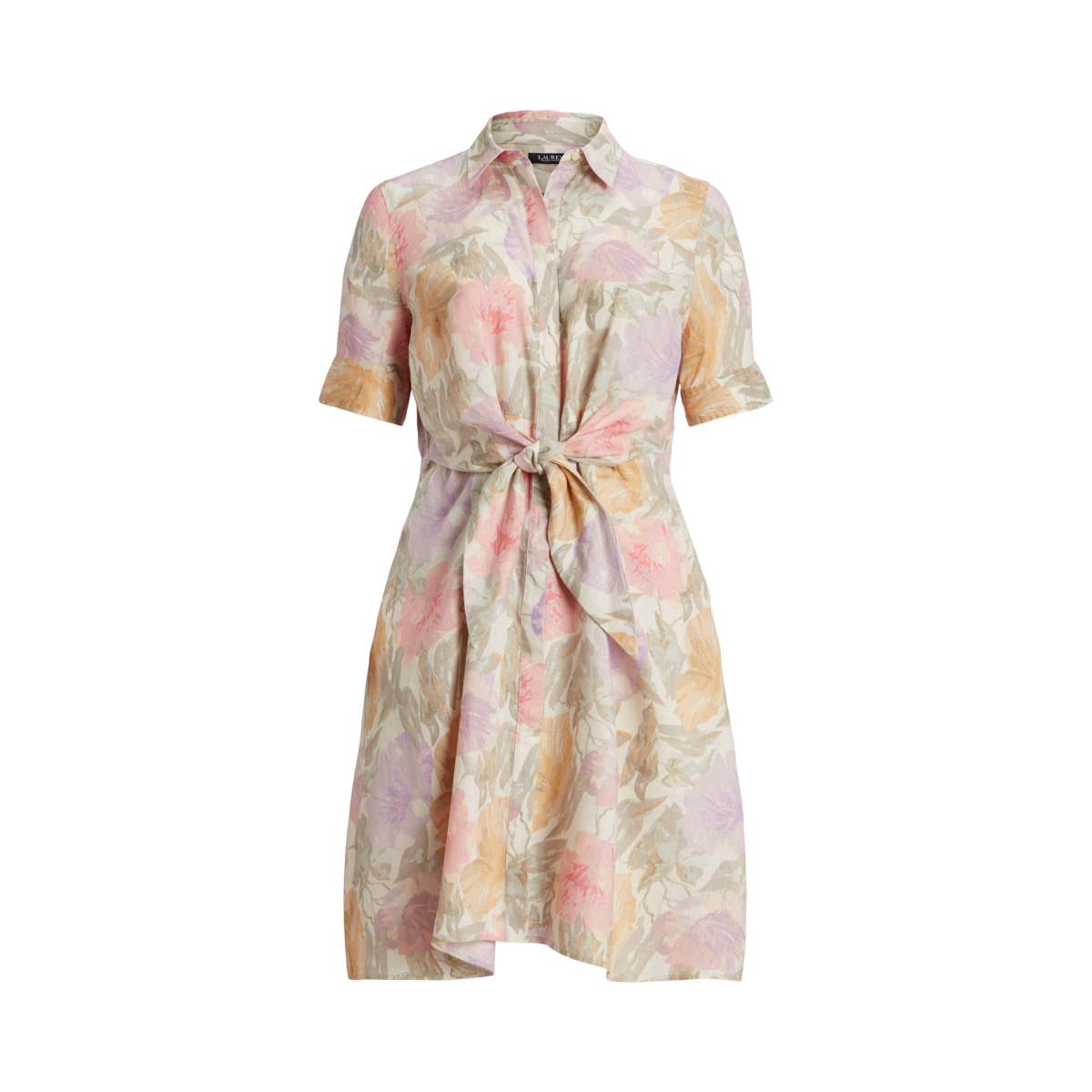 Ralph Lauren★Paisley Tie-Front Linen Shirtdress Lauren Ralph Lauren Paisley Tie-Front Linen Fit & Flare Midi