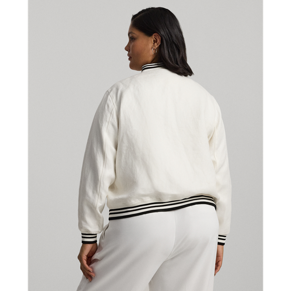 ジャケット RALPH LAUREN Women Outer 211965036001 NEVIS WHITE Linen Bomber Jacket